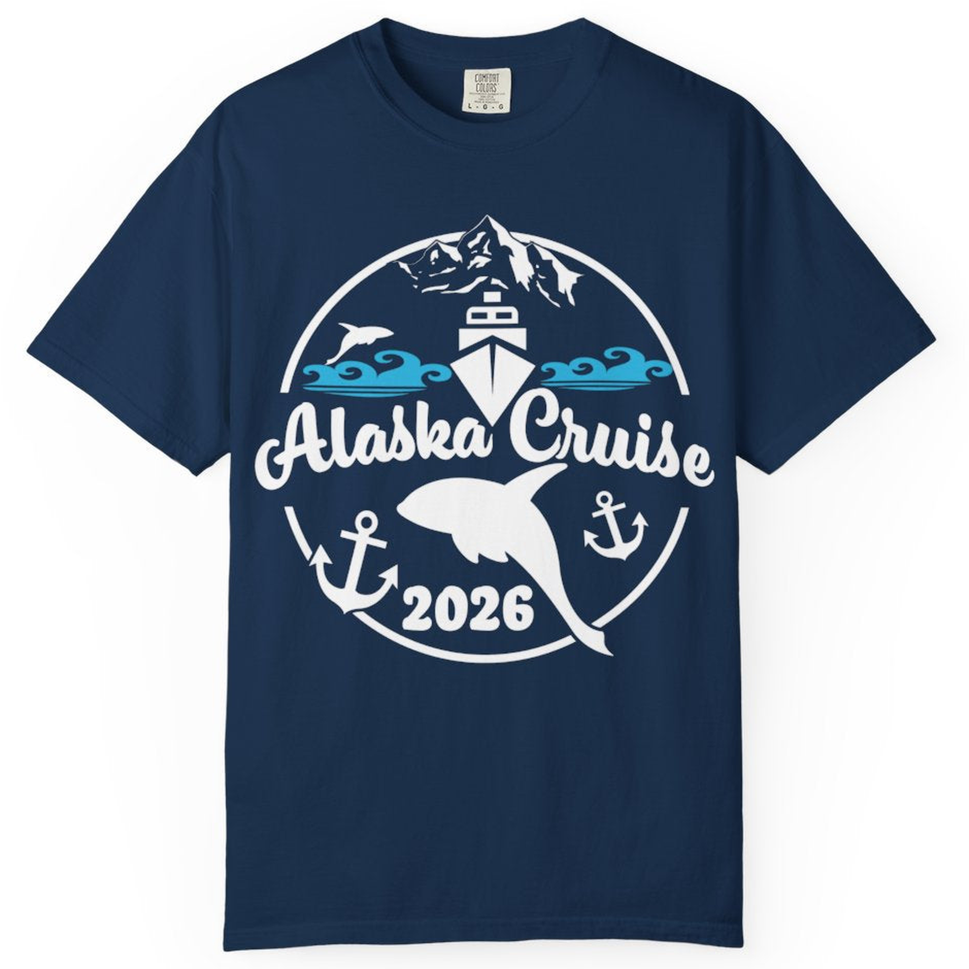 Alaska Cruise 2026 Shirt - Nautical Wildlife Adventure Graphic Tee – Navy – Alaska Cruise Shirts