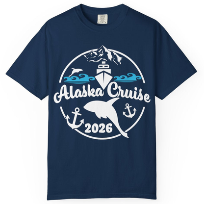 Alaska Cruise 2026 Shirt - Nautical Wildlife Adventure Graphic Tee – Navy – Alaska Cruise Shirts