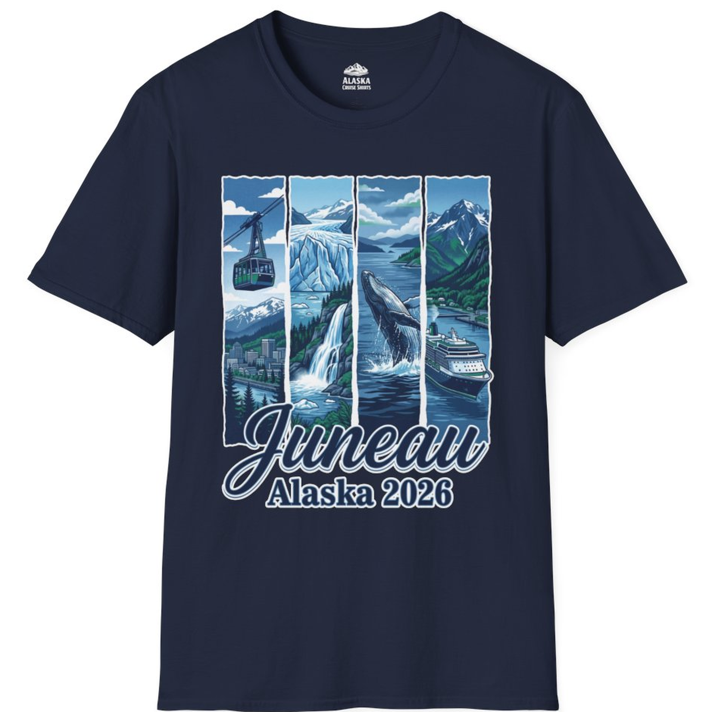 Juneau Alaska 2026 Cruise and Nature Souvenir Shirt – Navy – Alaska Cruise Shirts
