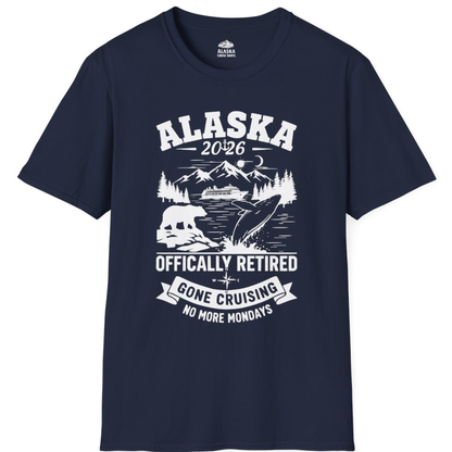 Alaska 2026 Officially Retired Gone Cruising T-Shirt for Travelers – Navy – Alaska Cruise Shirts