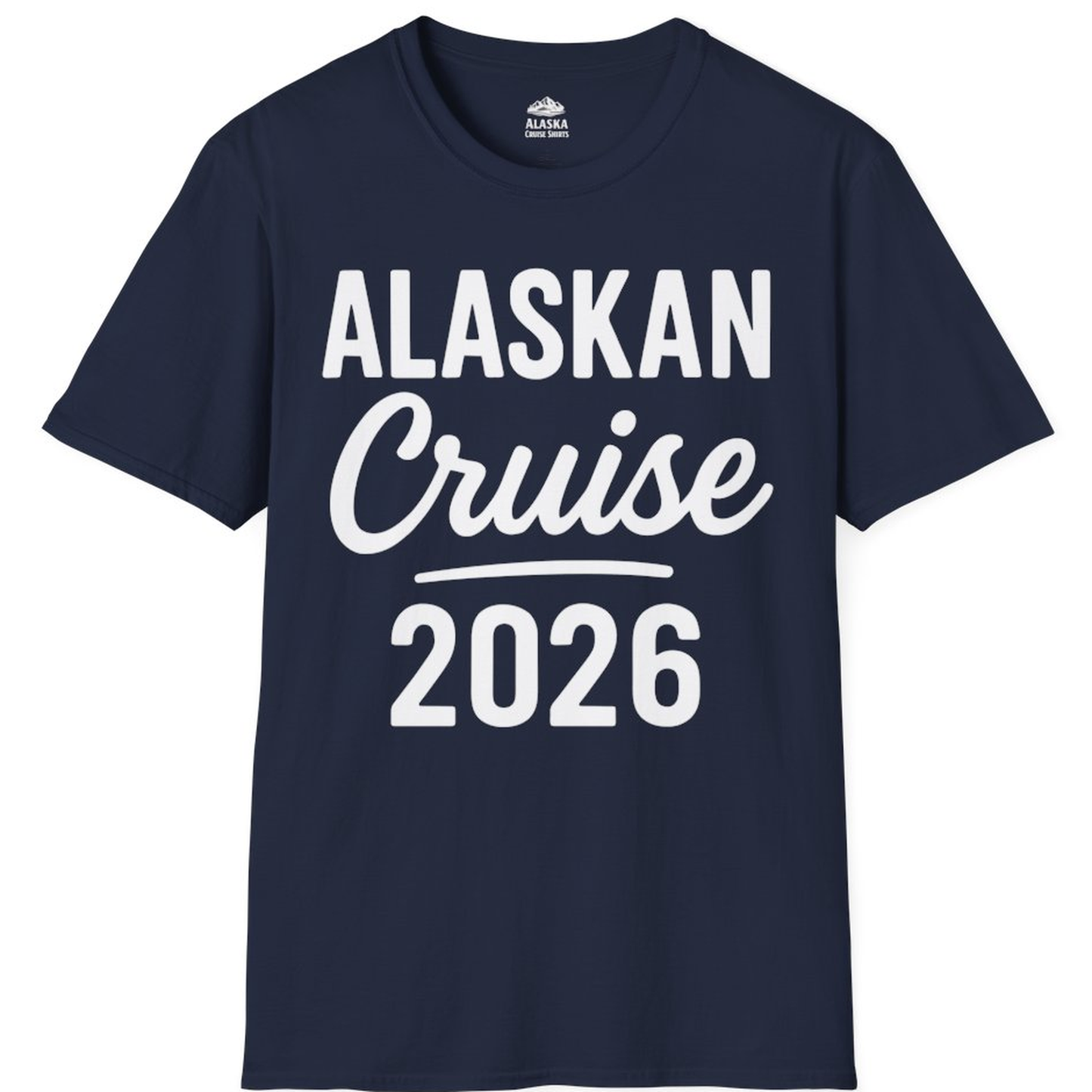 Alaskan Cruise 2026 Bold Script Vacation Group Travel Shirt – Navy – Alaska Cruise Shirts