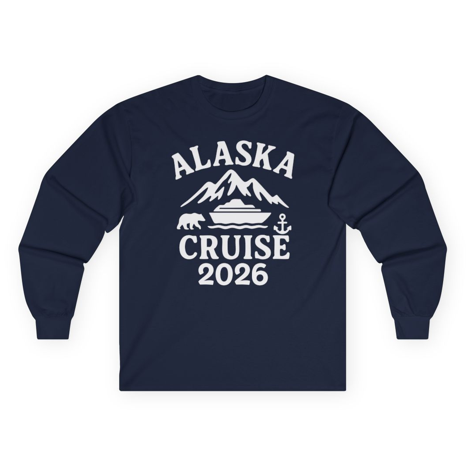 Alaska Cruise 2026 Shirt - Mountains Bear Anchor Adventure Tee – Navy – Alaska Cruise Shirts