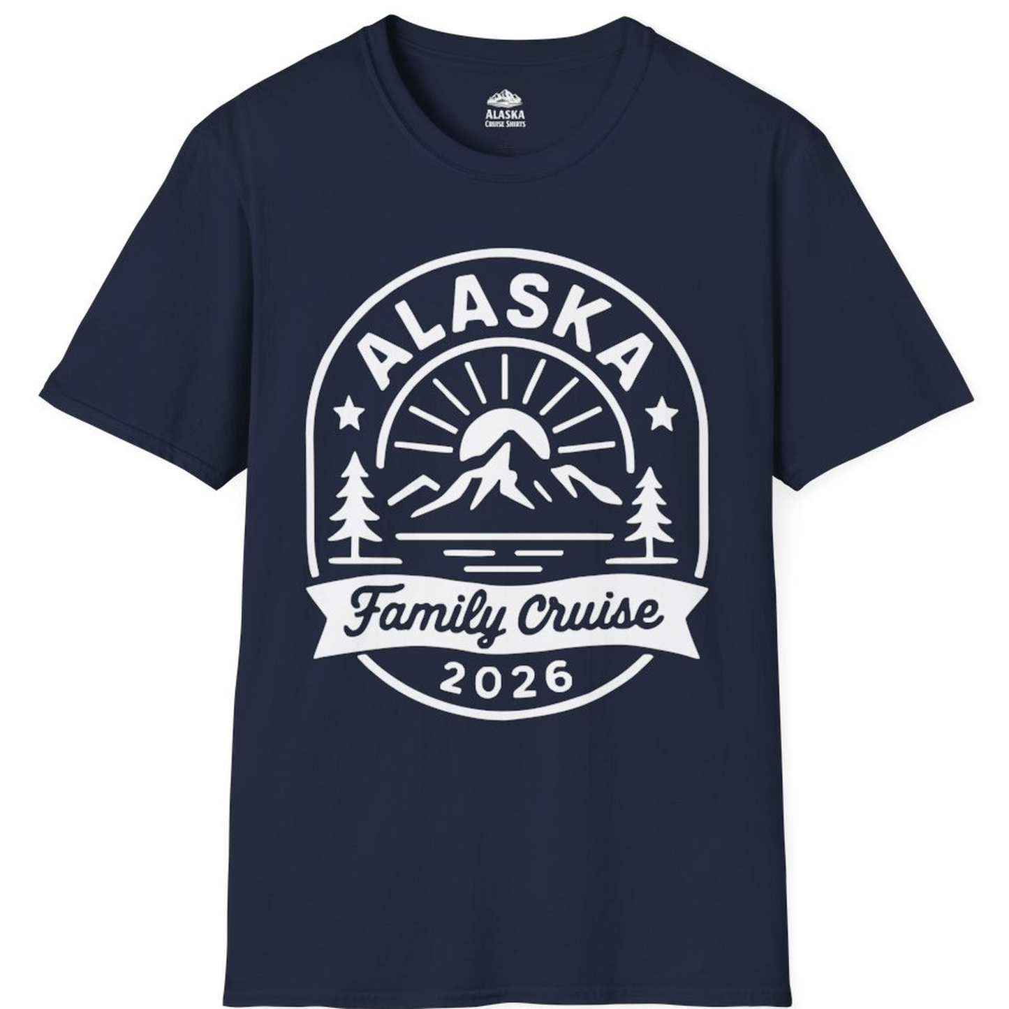 Alaska Family Cruise 2026 Mountain Nature Adventure Shirt – Navy – Alaska Cruise Shirts