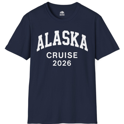 Alaska Cruise 2026 Bold Collegiate Vacation Travel Shirt – Navy – Alaska Cruise Shirts