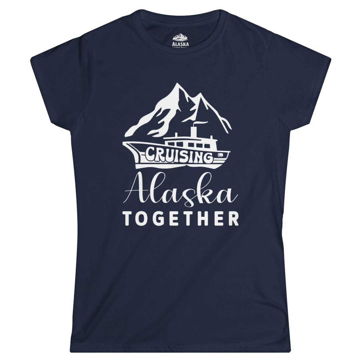 Cruising Alaska Together Mountains and Ship Family Cruise Shirt – Navy – Alaska Cruise Shirts