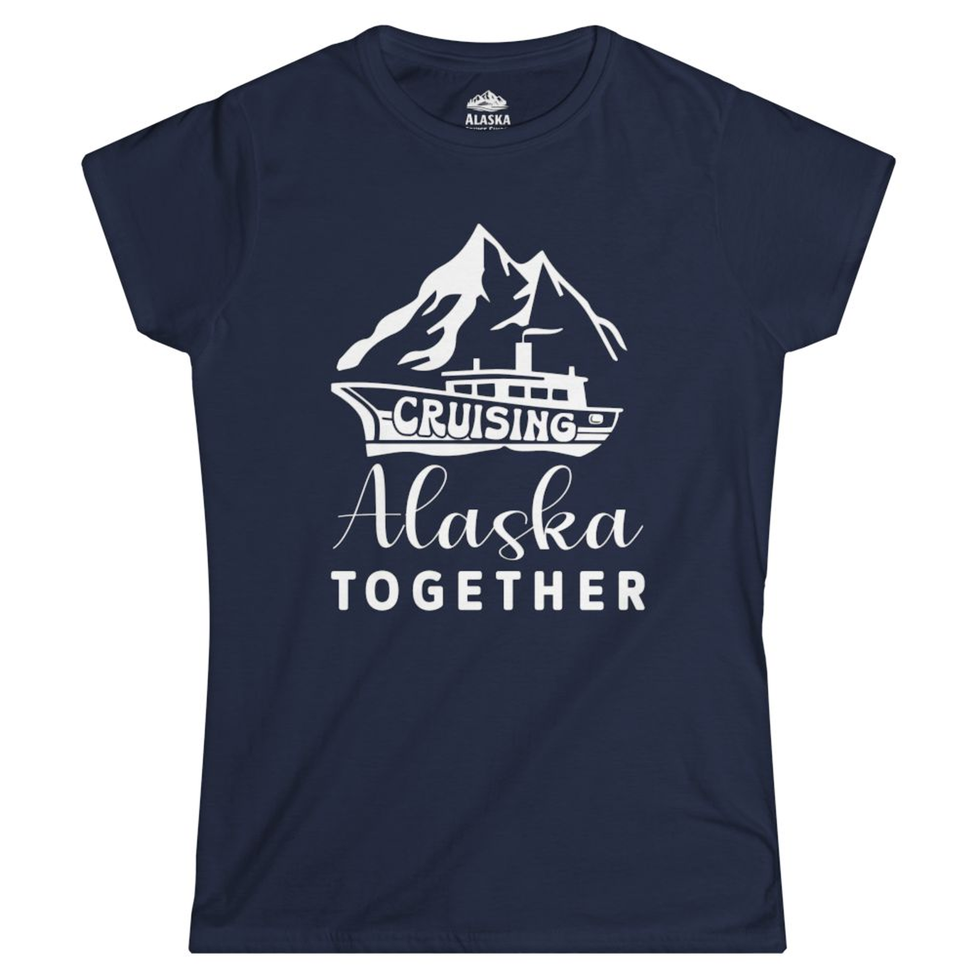 Cruising Alaska Together Mountains and Ship Family Cruise Shirt – Navy – Alaska Cruise Shirts