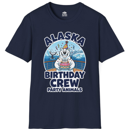 Alaska Birthday Crew Party Animals Polar Bear Cruise Shirt – Navy – Alaska Cruise Shirts