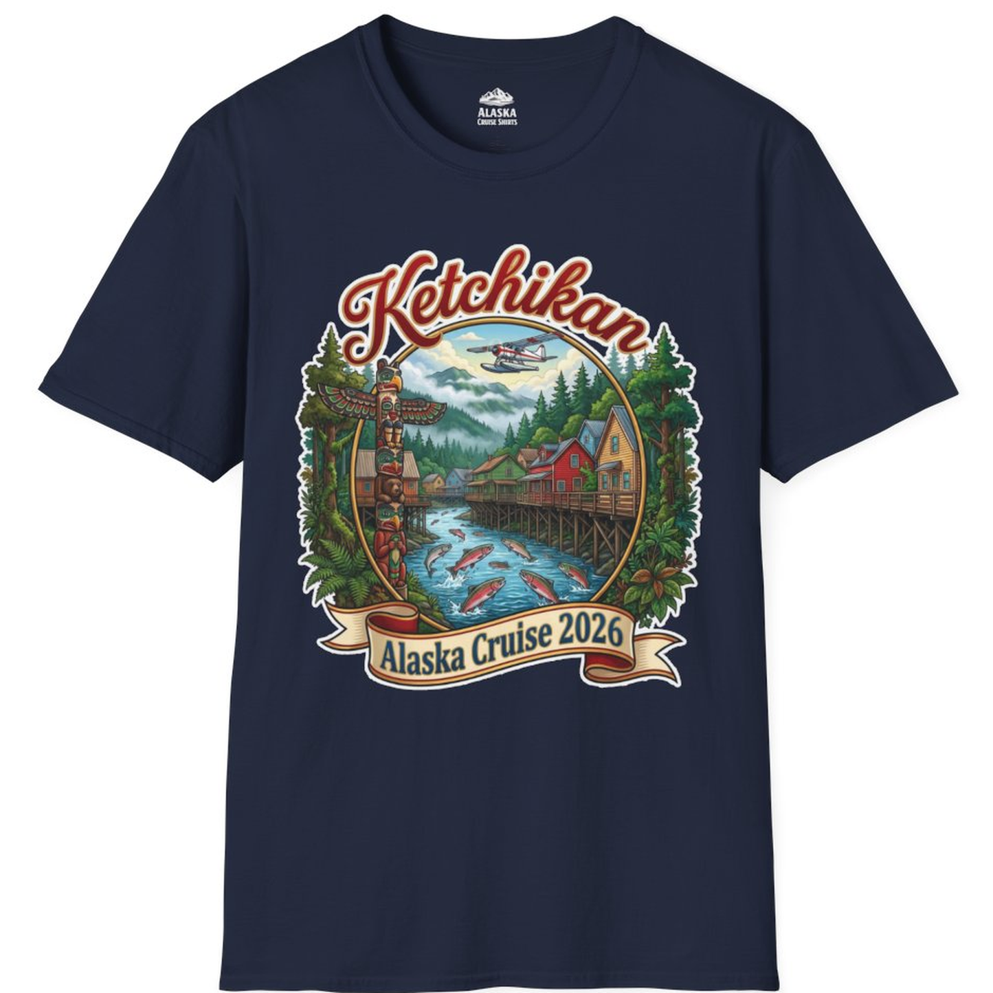 Ketchikan Alaska Cruise 2026 Vintage Souvenir Vacation Shirt – Navy – Alaska Cruise Shirts