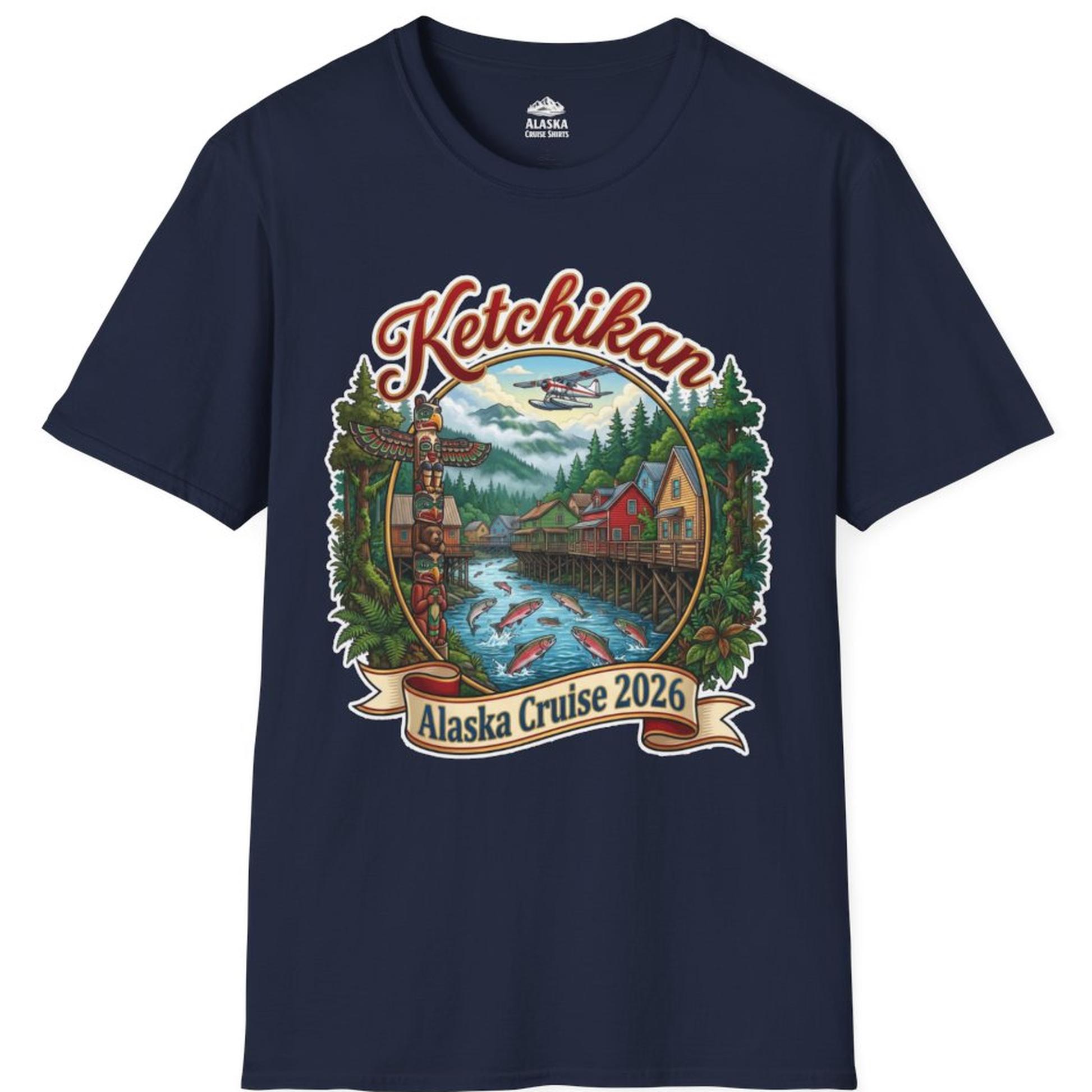 Ketchikan Alaska Cruise 2026 Vintage Souvenir Vacation Shirt – Navy – Alaska Cruise Shirts