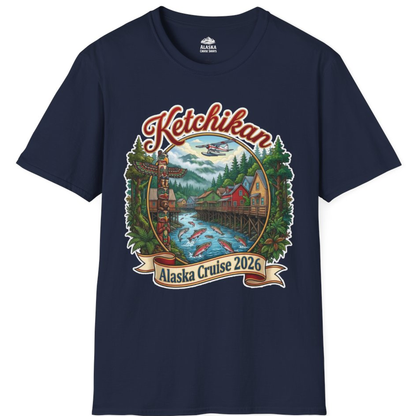 Ketchikan Alaska Cruise 2026 Vintage Souvenir Vacation Shirt – Navy – Alaska Cruise Shirts