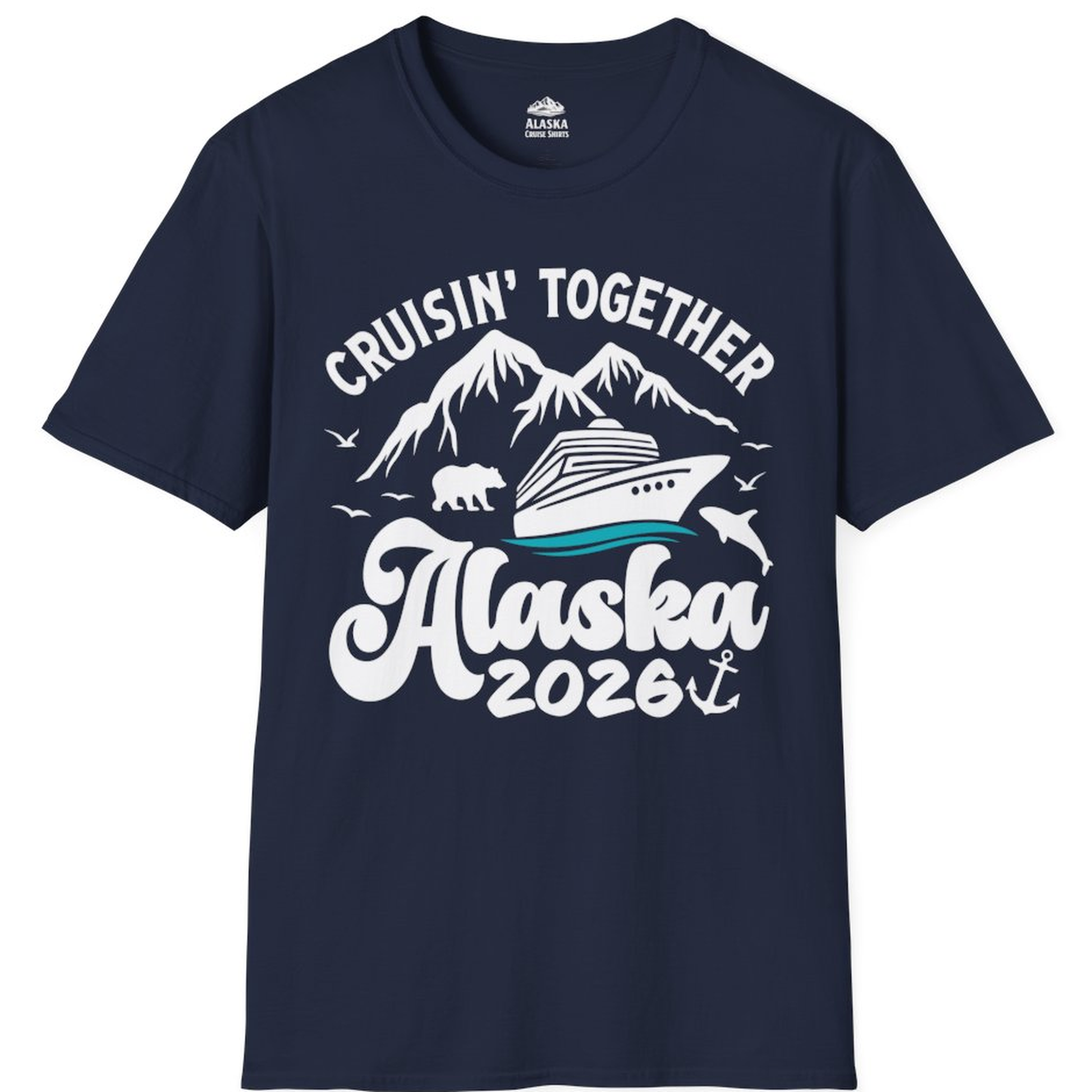 Alaska Cruise Adventure Shirt - Mountains Wildlife and Nautical 2026 – Navy – Alaska Cruise Shirts