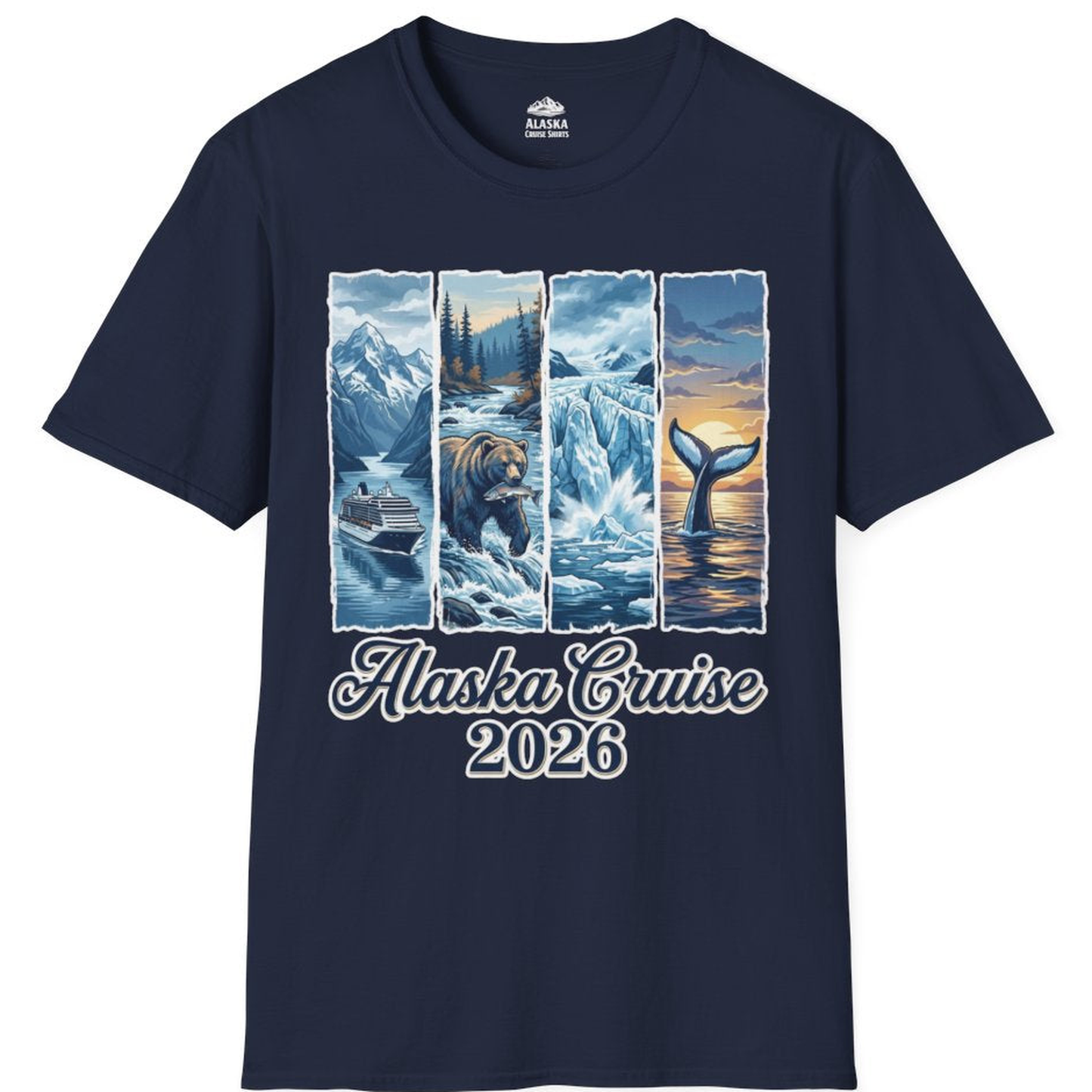 Alaska Cruise 2026 Scenic Wildlife Adventure Souvenir Shirt – Navy – Alaska Cruise Shirts