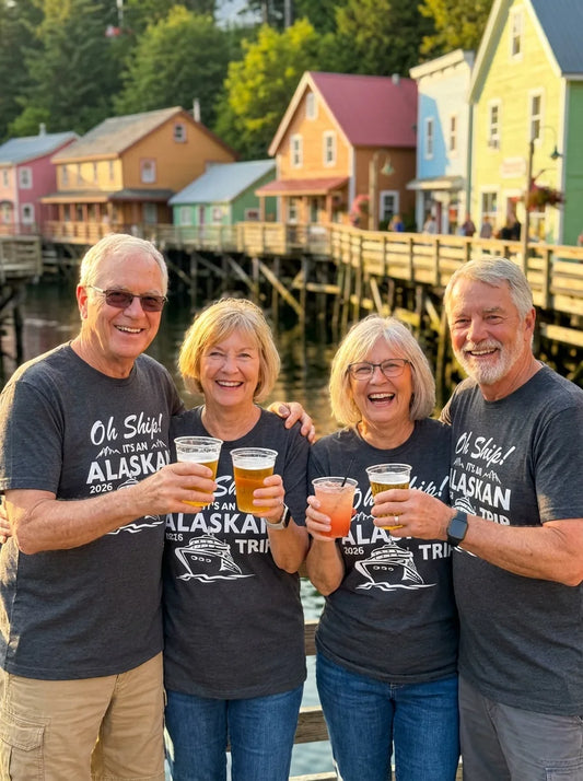 Lifestyle View — Oh Ship Alaskan Cruise Shirt 2026 - Funny Alaska Trip Mountain Tees — T-Shirt