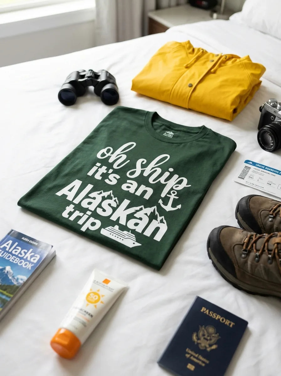 Lifestyle View — Oh Ship It’s An Alaskan Trip Funny Alaska Cruise Shirt — T-Shirt