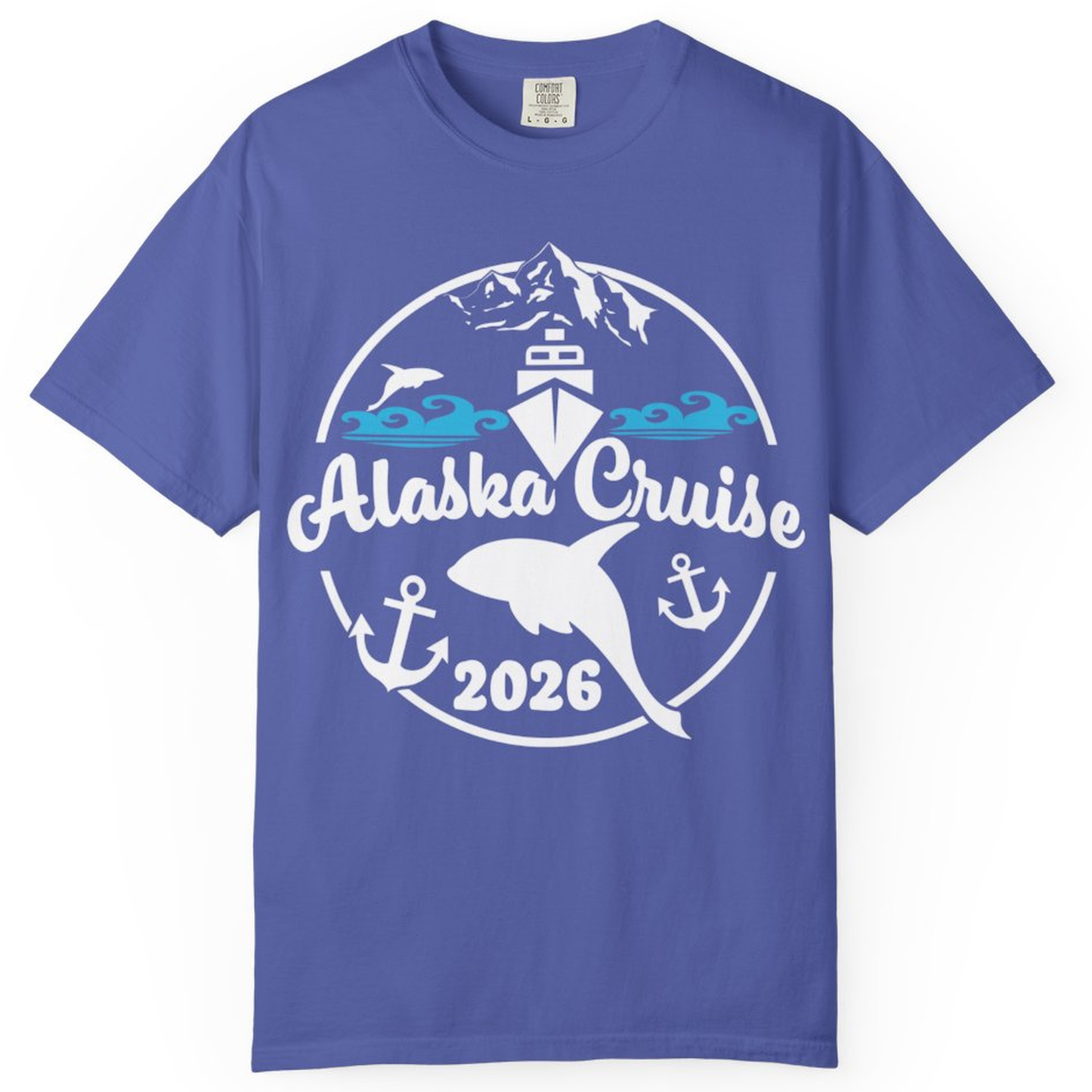 Alaska Cruise 2026 Shirt - Nautical Wildlife Adventure Graphic Tee – Periwinkle – Alaska Cruise Shirts