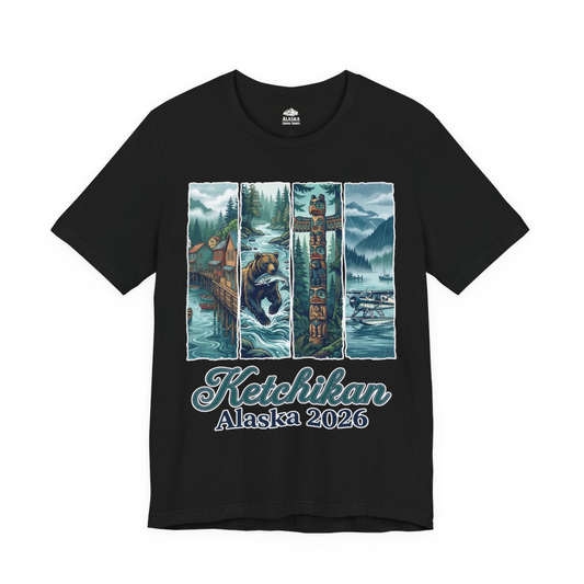 Ketchikan Alaska 2026 Scenic Nature and Totem Pole Art T-Shirt — Premium Tee Premium T-Shirt – Alaska Cruise Shirts