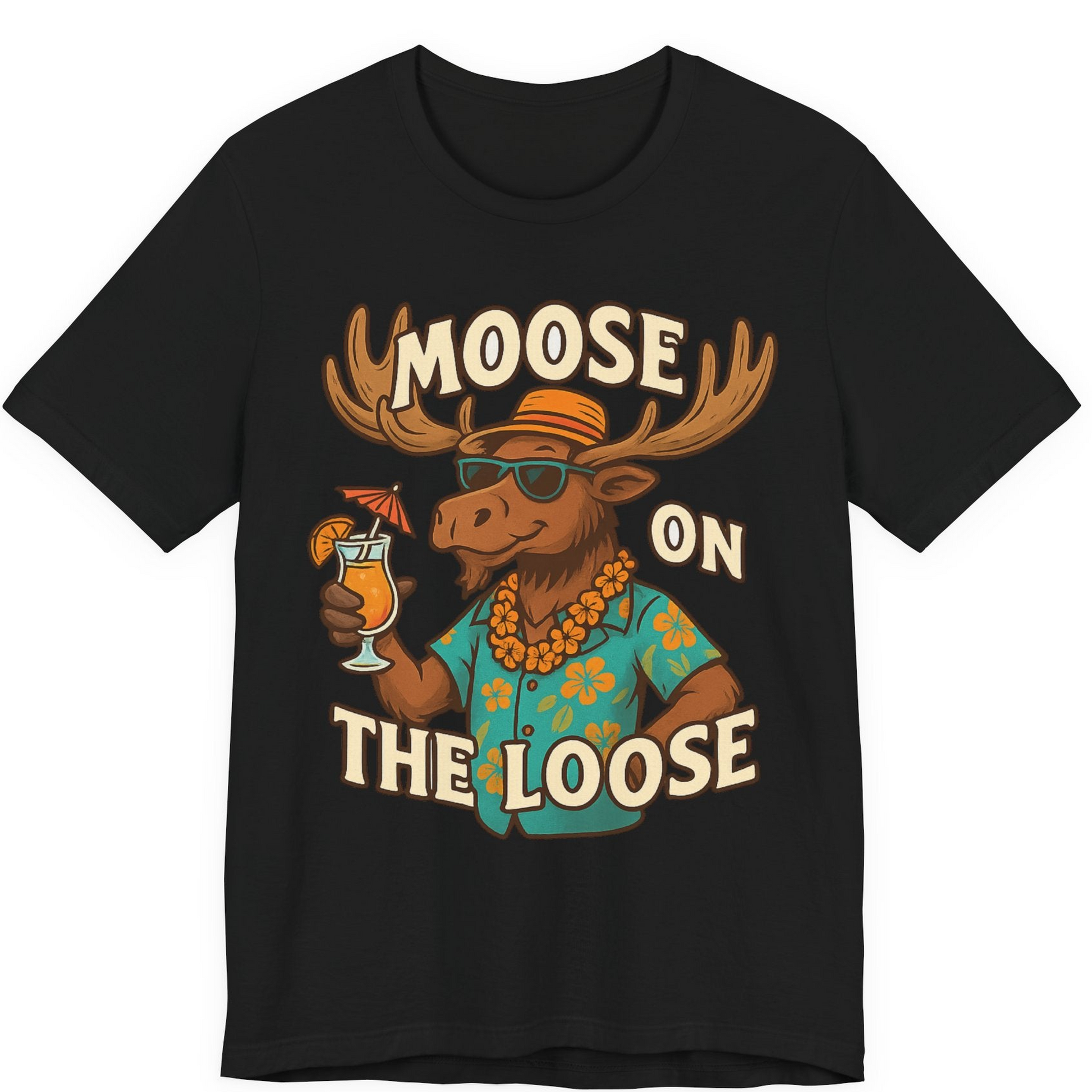 Moose On The Loose Funny Tropical Cartoon Vacation Shirt — Premium Tee Premium T-Shirt – Alaska Cruise Shirts