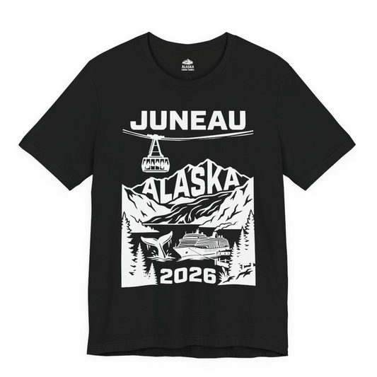 Juneau Alaska Cruise 2026 Scenic Whale and Cable Car Shirt — Premium Tee Premium T-Shirt – Alaska Cruise Shirts Close Up