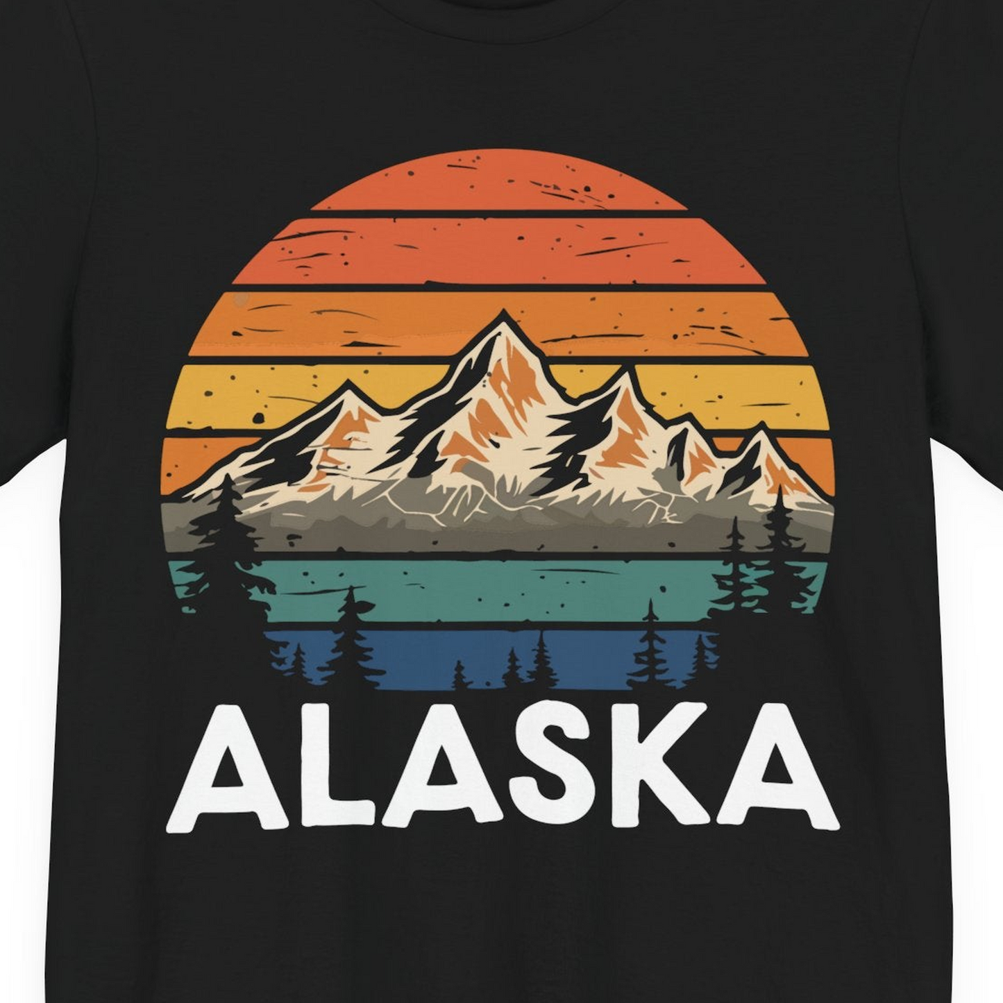 Retro Alaska Mountain Scenery Shirt Premium T-Shirt – Alaska Cruise Shirts Close Up