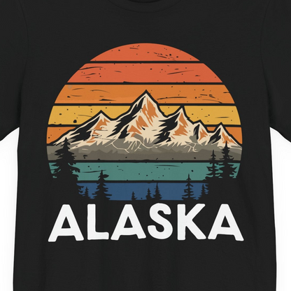 Retro Alaska Mountain Scenery Shirt Premium T-Shirt – Alaska Cruise Shirts Close Up