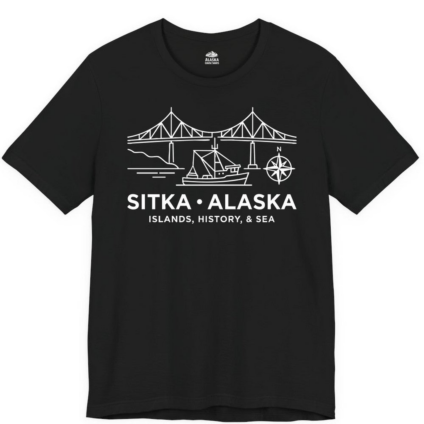 Sitka Alaska Nautical Line Art Shirt Premium T-Shirt – Alaska Cruise Shirts Close Up