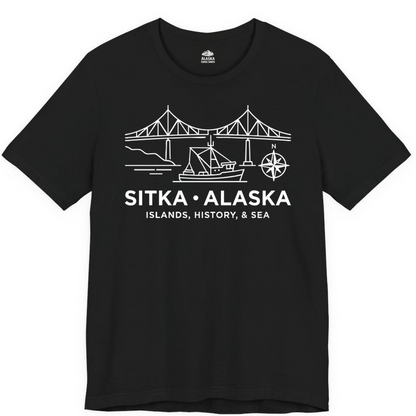 Sitka Alaska Nautical Line Art Shirt Premium T-Shirt – Alaska Cruise Shirts Close Up