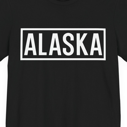 Alaska Bold Text Minimalist Monochrome Graphic Shirt for Travelers — Premium Tee Premium T-Shirt – Alaska Cruise Shirts Close Up