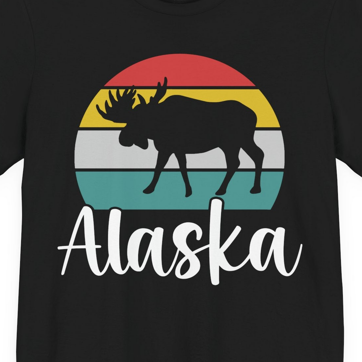 Retro Alaska Moose Silhouette Shirt Premium T-Shirt – Alaska Cruise Shirts Close Up