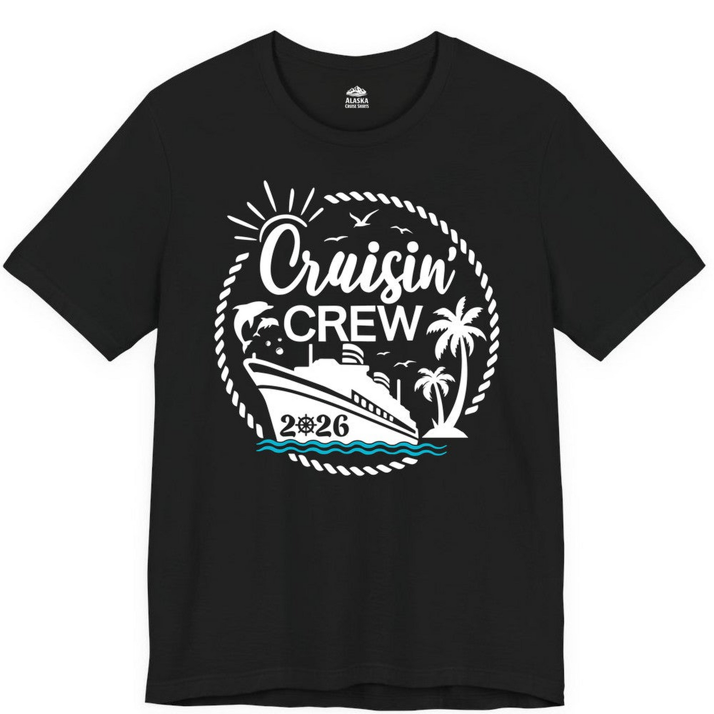 Cruisin Crew Shirt Tropical Family Group Cruise 2026 Caribbean Islands — Premium Tee Premium T-Shirt – Alaska Cruise Shirts Close Up
