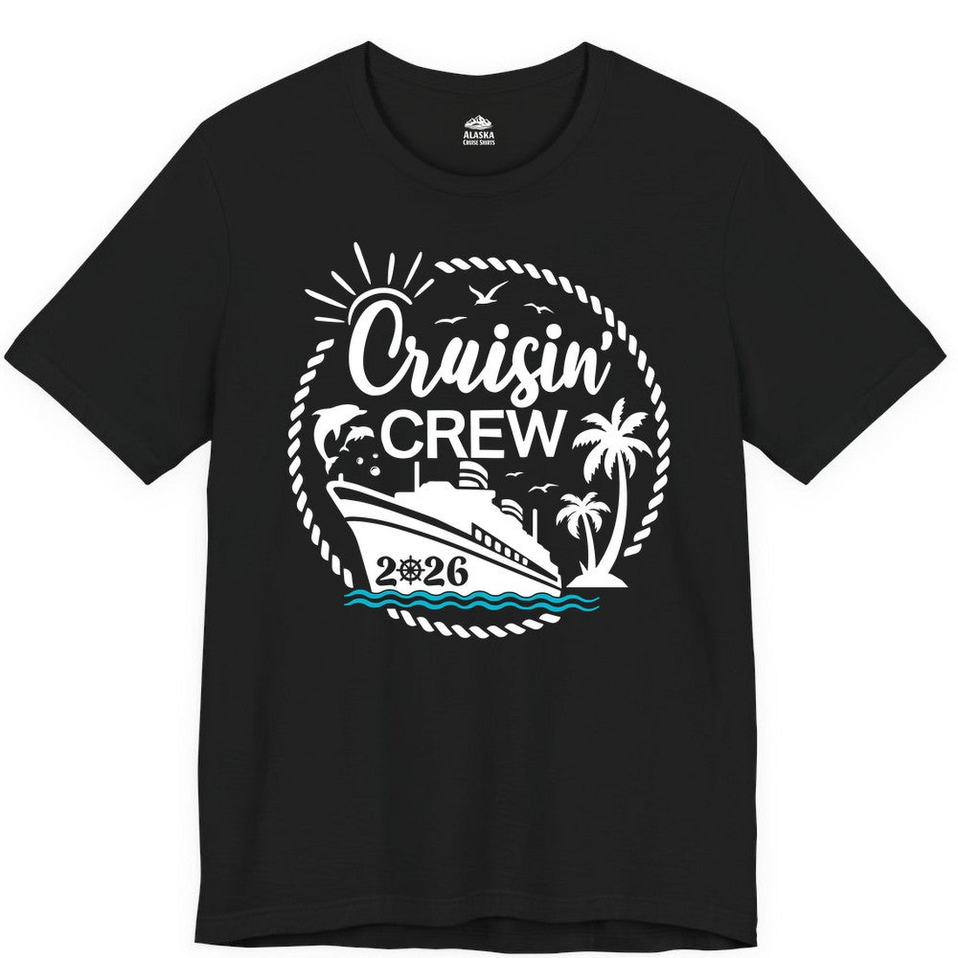 Cruisin Crew Shirt Tropical Family Group Cruise 2026 Caribbean Islands — Premium Tee Premium T-Shirt – Alaska Cruise Shirts Close Up