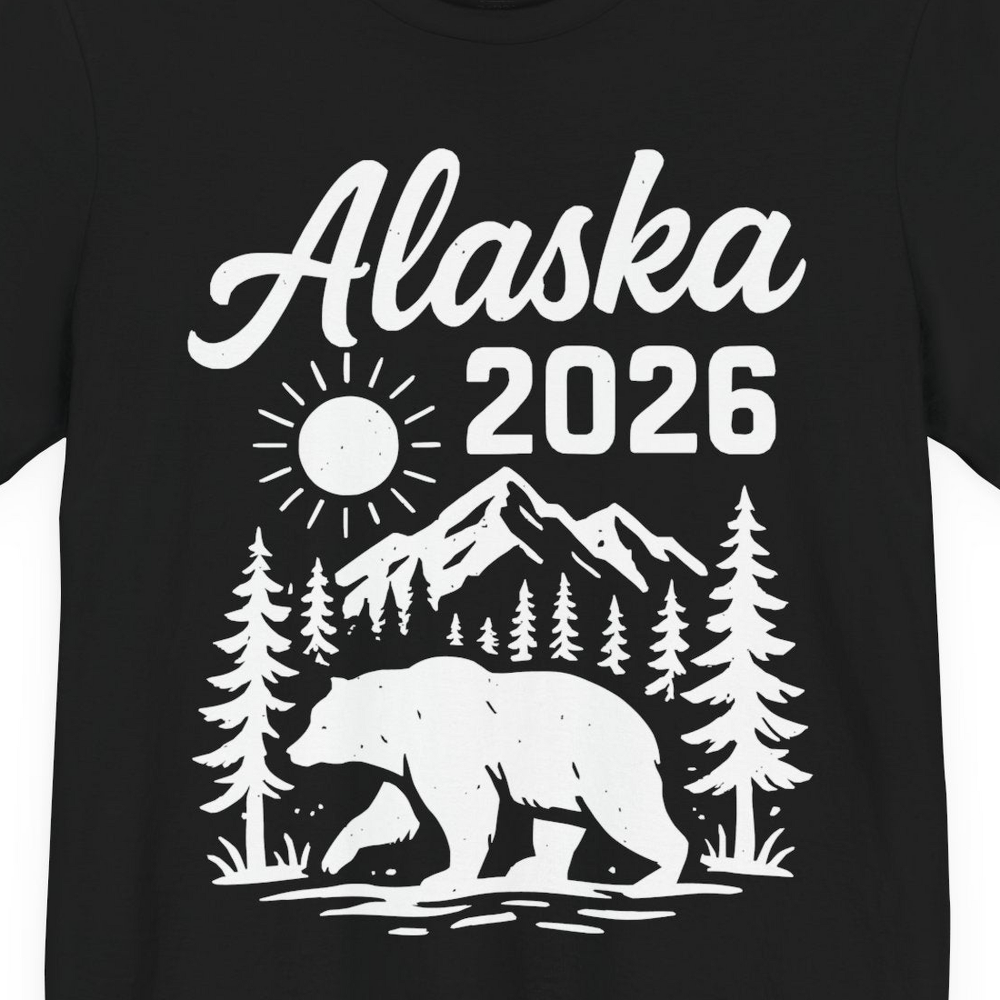 Alaska 2026 Bear and Mountains Nature Adventure Shirt — Premium Tee Premium T-Shirt – Alaska Cruise Shirts Close Up
