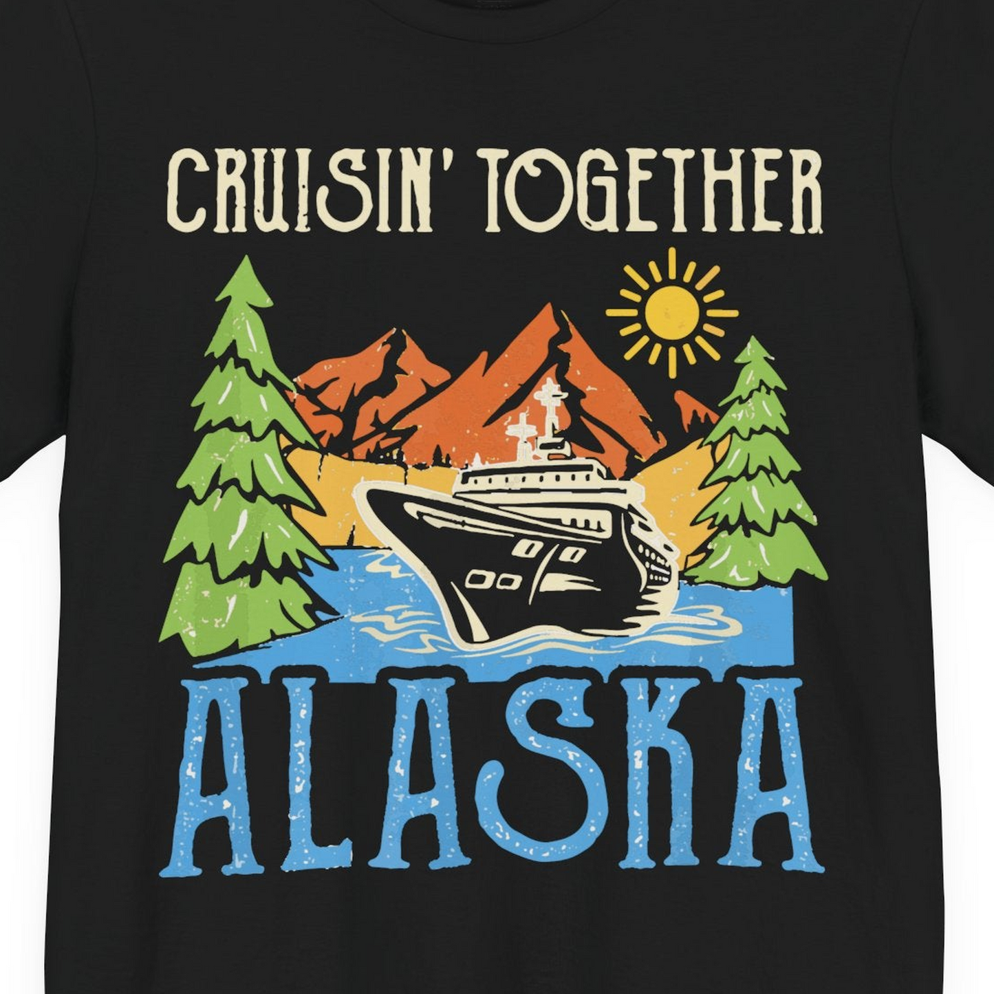 Alaska Cruise Adventure Nature Landscape Retro Family Shirt — Premium Tee Premium T-Shirt – Alaska Cruise Shirts Close Up