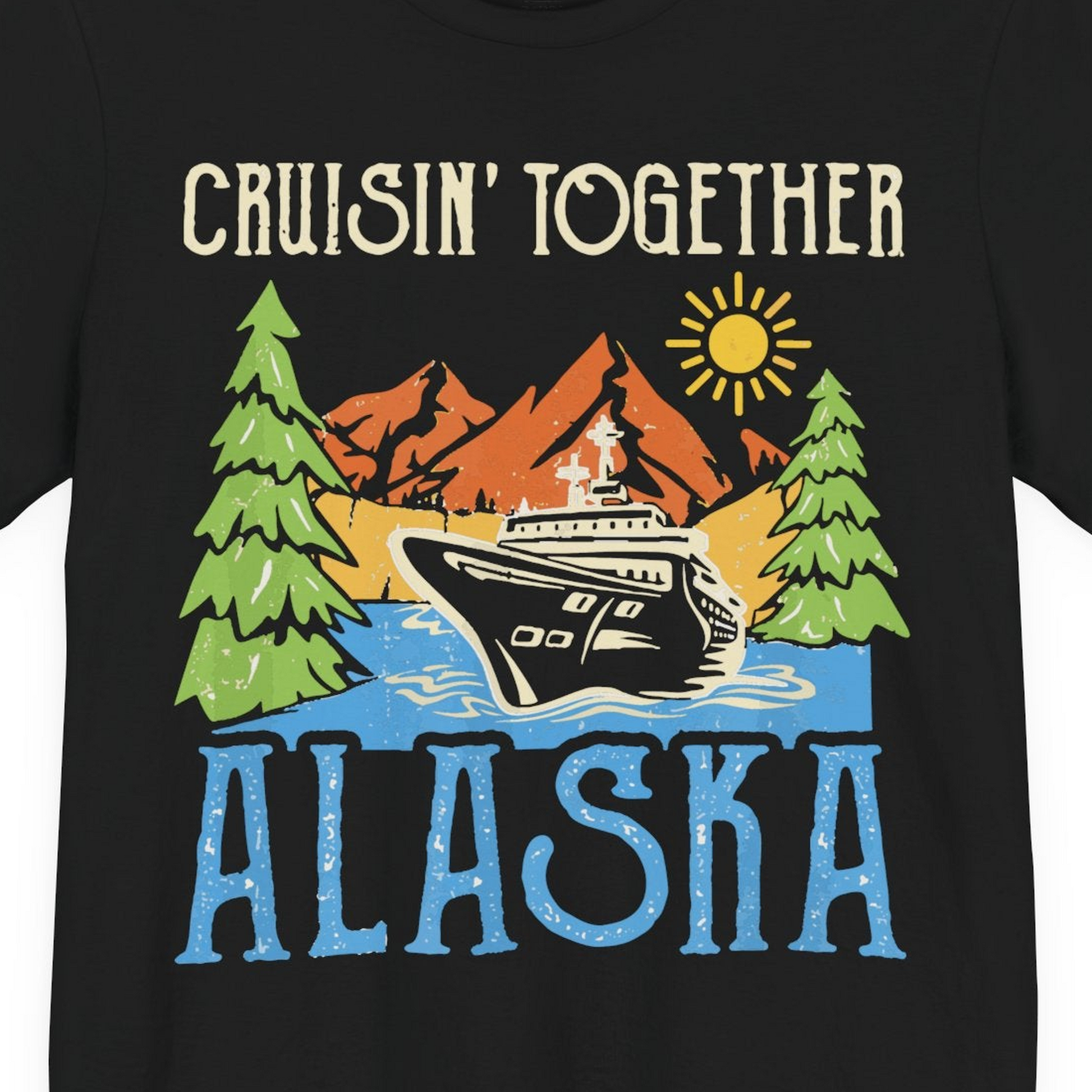 Alaska Cruise Adventure Nature Landscape Retro Family Shirt — Premium Tee Premium T-Shirt – Alaska Cruise Shirts Close Up