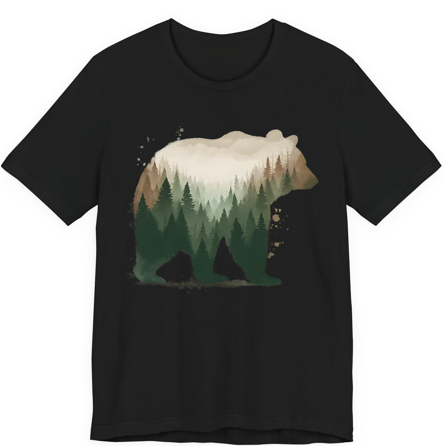 Double Exposure Bear Forest Shirt Premium T-Shirt – Black – Alaska Cruise Shirts
