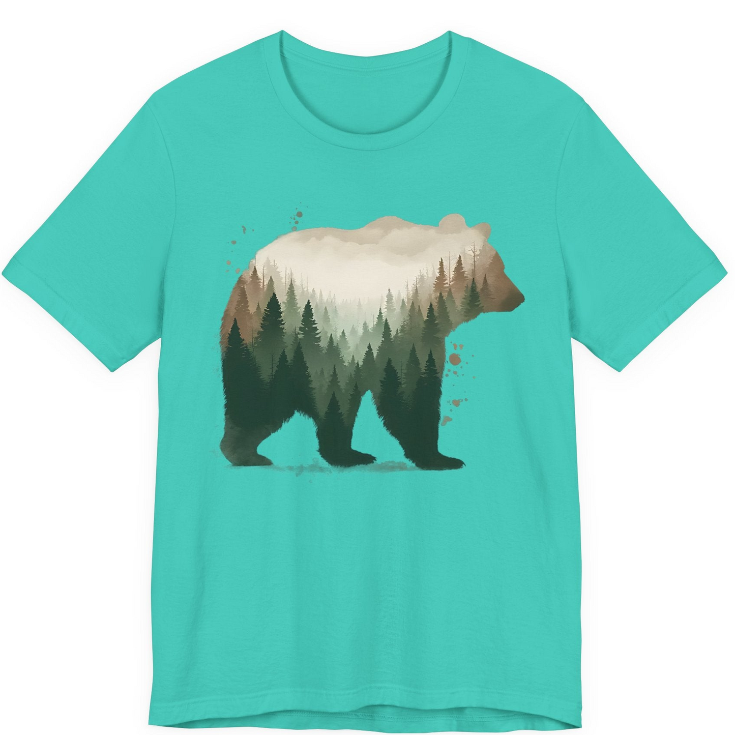 Double Exposure Bear Forest Shirt Premium T-Shirt – Teal – Alaska Cruise Shirts
