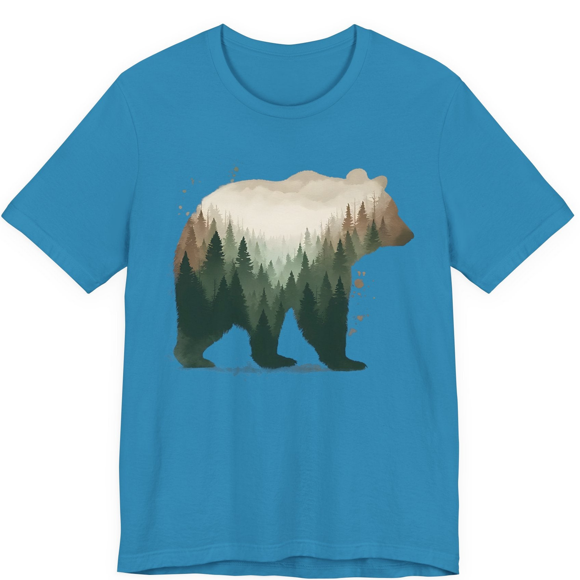 Double Exposure Bear Forest Shirt Premium T-Shirt – Aqua – Alaska Cruise Shirts