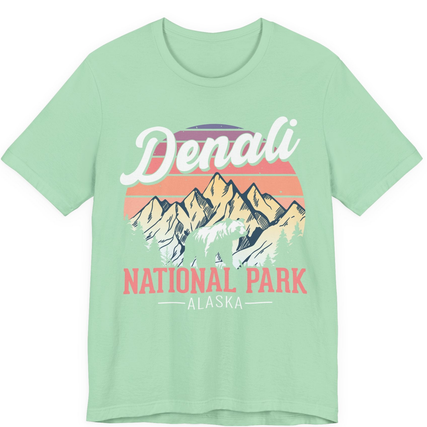 Retro Denali National Park Alaska Bear Mountains Vintage Shirt — Premium Tee Premium T-Shirt – Mint – Alaska Cruise Shirts