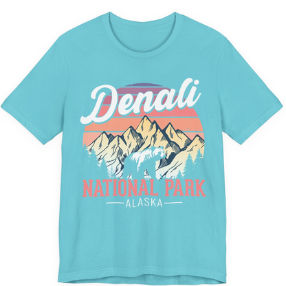 Retro Denali National Park Alaska Bear Mountains Vintage Shirt — Premium Tee Premium T-Shirt – Turquoise – Alaska Cruise Shirts