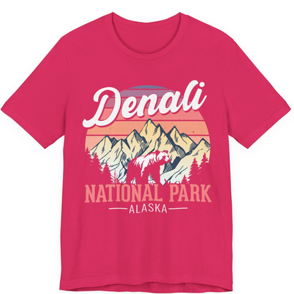 Retro Denali National Park Alaska Bear Mountains Vintage Shirt — Premium Tee Premium T-Shirt – Fuchsia – Alaska Cruise Shirts