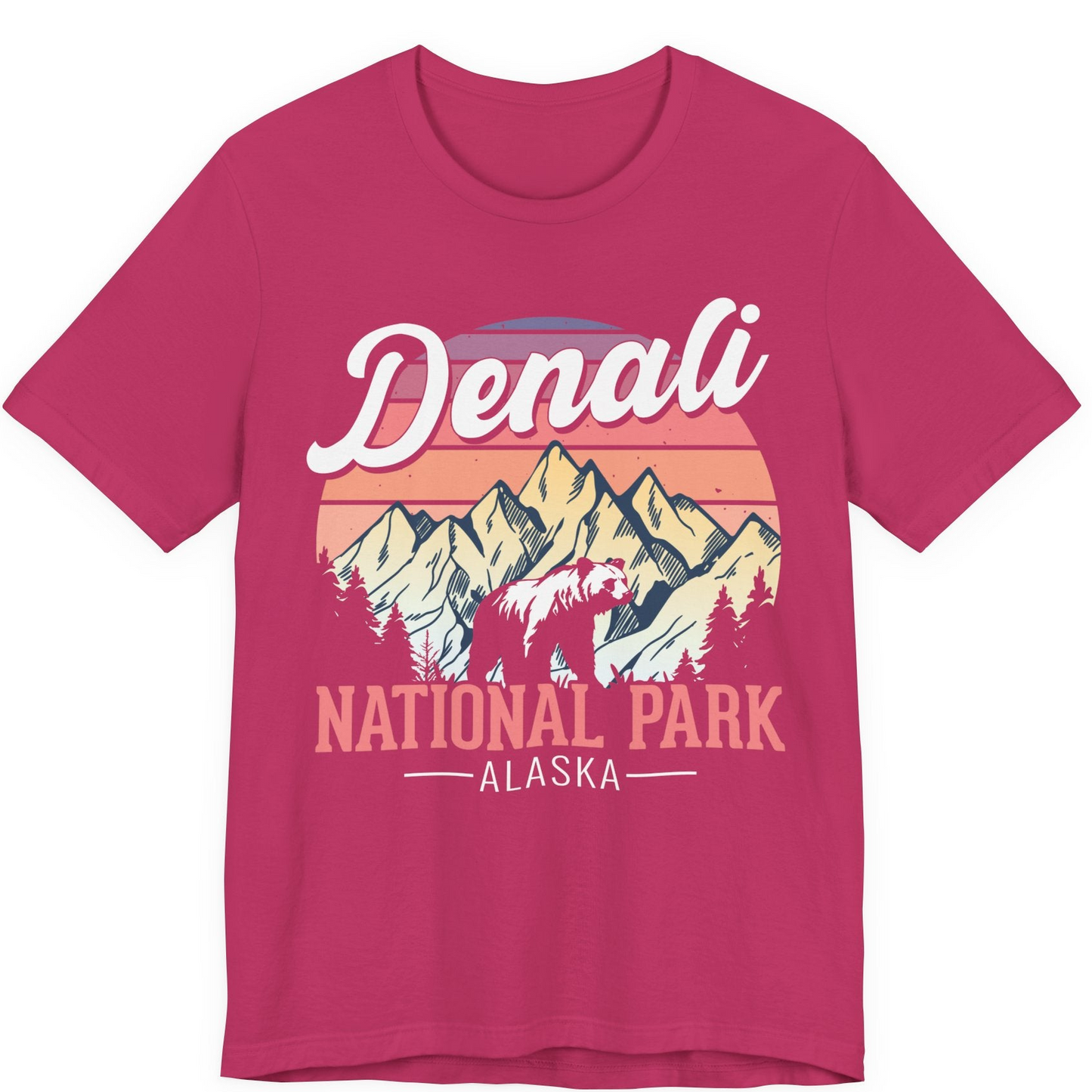Retro Denali National Park Alaska Bear Mountains Vintage Shirt — Premium Tee Premium T-Shirt – Berry – Alaska Cruise Shirts