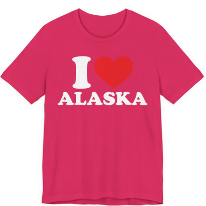 I Love Alaska Shirt Premium T-Shirt – Fuchsia – Alaska Cruise Shirts