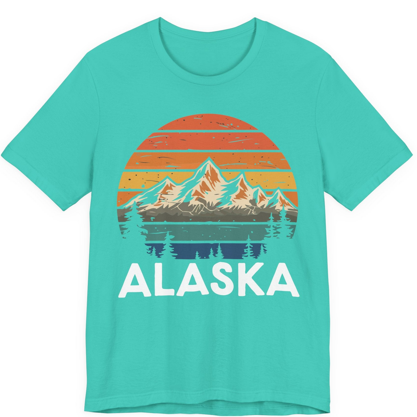 Retro Alaska Mountain Scenery Shirt Premium T-Shirt – Teal – Alaska Cruise Shirts