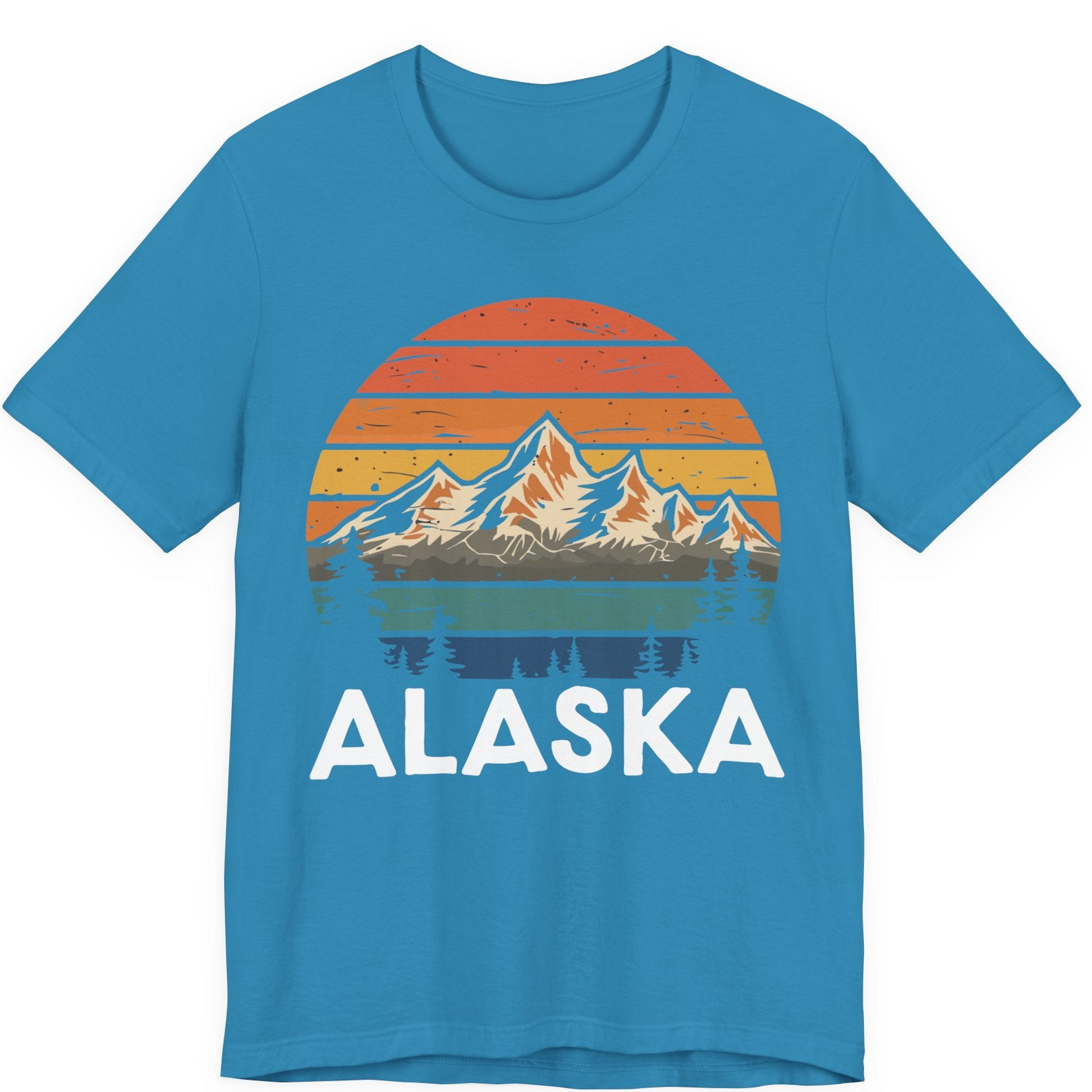 Retro Alaska Mountain Scenery Shirt Premium T-Shirt – Aqua – Alaska Cruise Shirts