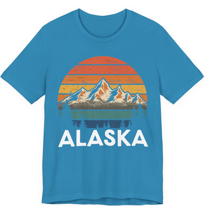Retro Alaska Mountain Scenery Shirt Premium T-Shirt – Aqua – Alaska Cruise Shirts