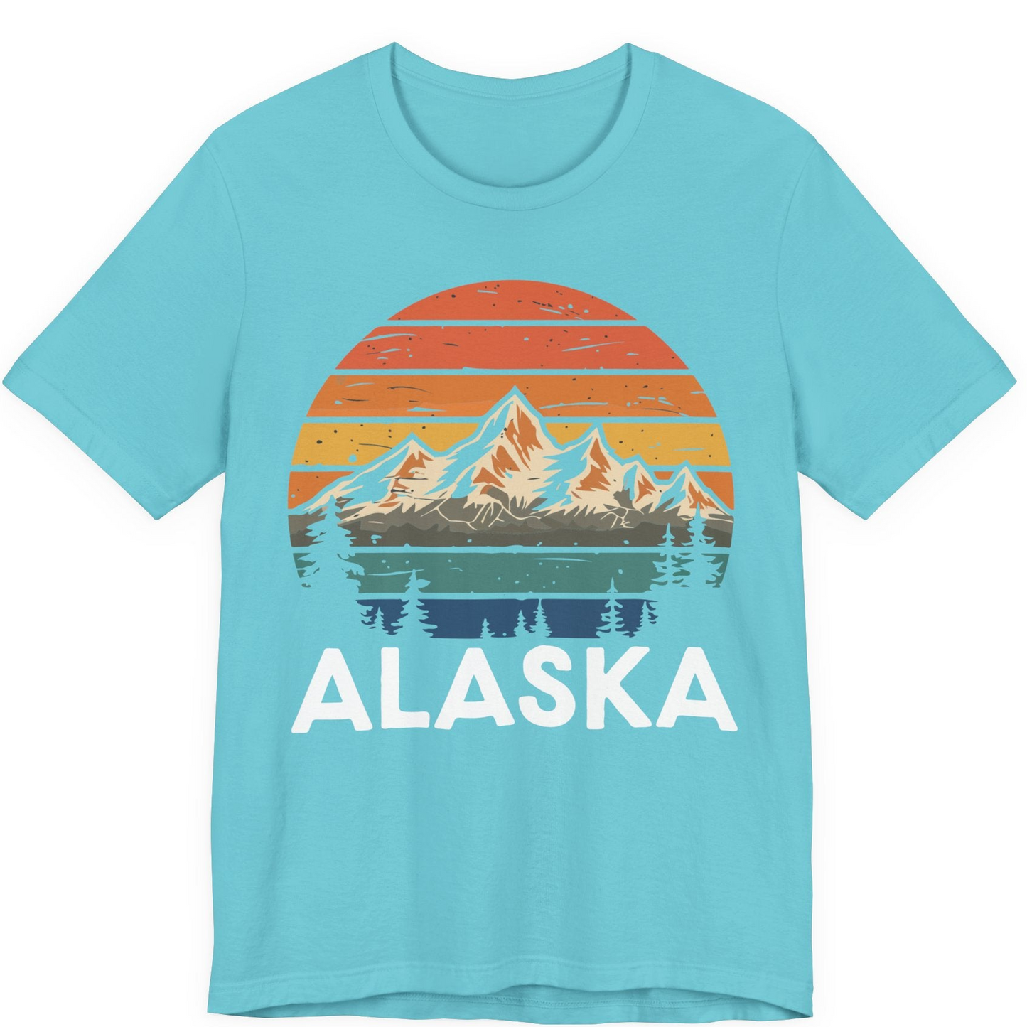 Retro Alaska Mountain Scenery Shirt Premium T-Shirt – Turquoise – Alaska Cruise Shirts