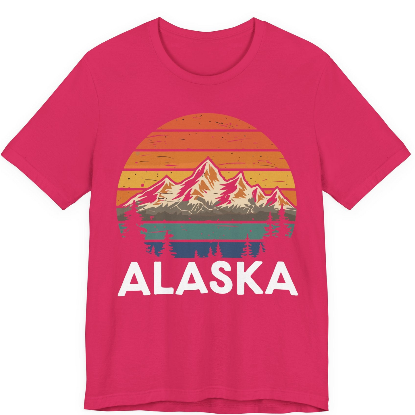 Retro Alaska Mountain Scenery Shirt Premium T-Shirt – Fuchsia – Alaska Cruise Shirts