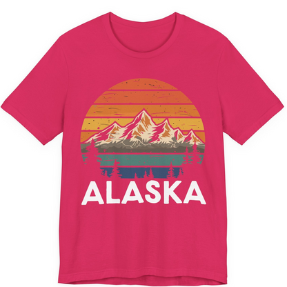 Retro Alaska Mountain Scenery Shirt Premium T-Shirt – Fuchsia – Alaska Cruise Shirts