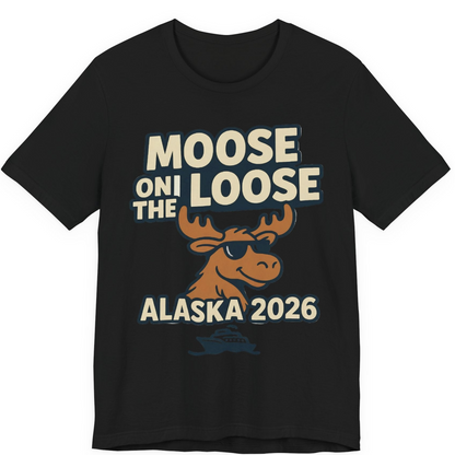Moose on the Loose Alaska 2026 Cruise Cartoon Funny Shirt — Premium Tee Premium T-Shirt – Black – Alaska Cruise Shirts