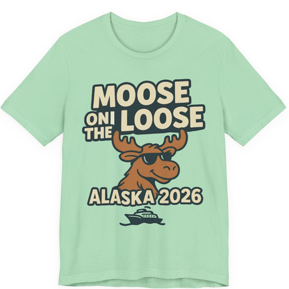 Moose on the Loose Alaska 2026 Cruise Cartoon Funny Shirt — Premium Tee Premium T-Shirt – Mint – Alaska Cruise Shirts