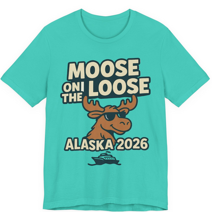 Moose on the Loose Alaska 2026 Cruise Cartoon Funny Shirt — Premium Tee Premium T-Shirt – Teal – Alaska Cruise Shirts